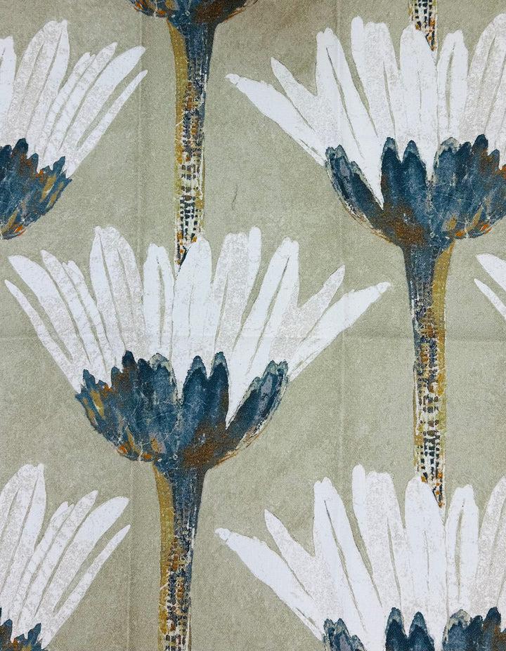 floral, abstract, drapery, bedding, fabric by the yard, white, green, navy