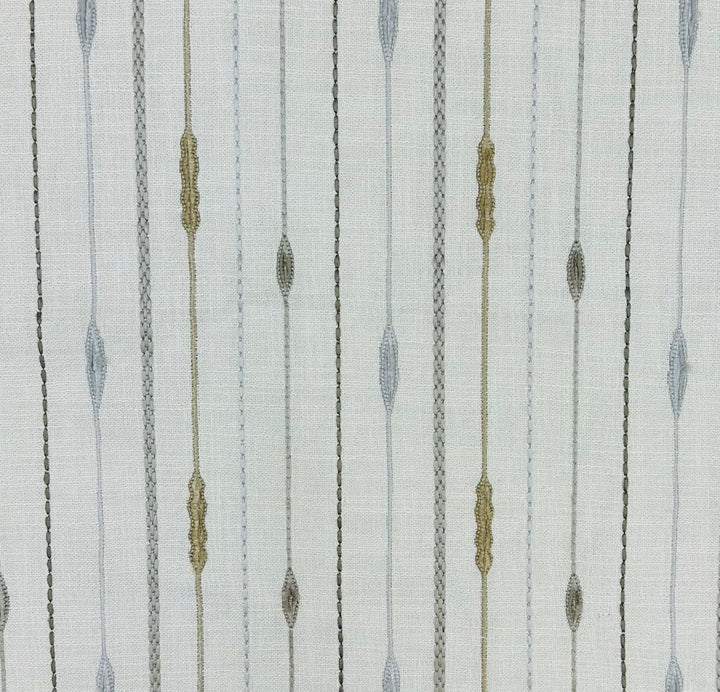 striped, embroidered, drapery, upholstery fabric by the yard