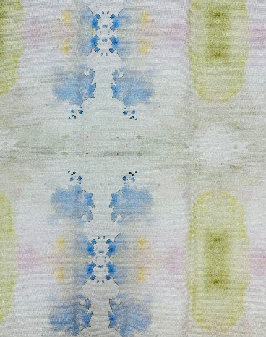 watercolor, abstract, blue, green, pink drapery, bedding, fabric by the yard