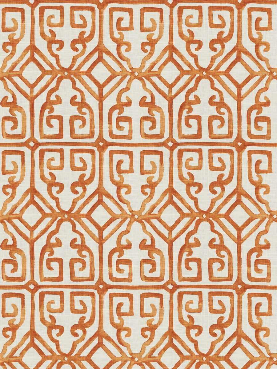 orange, lattice, linen, geometric, drapery, bedding, fabric by the yard