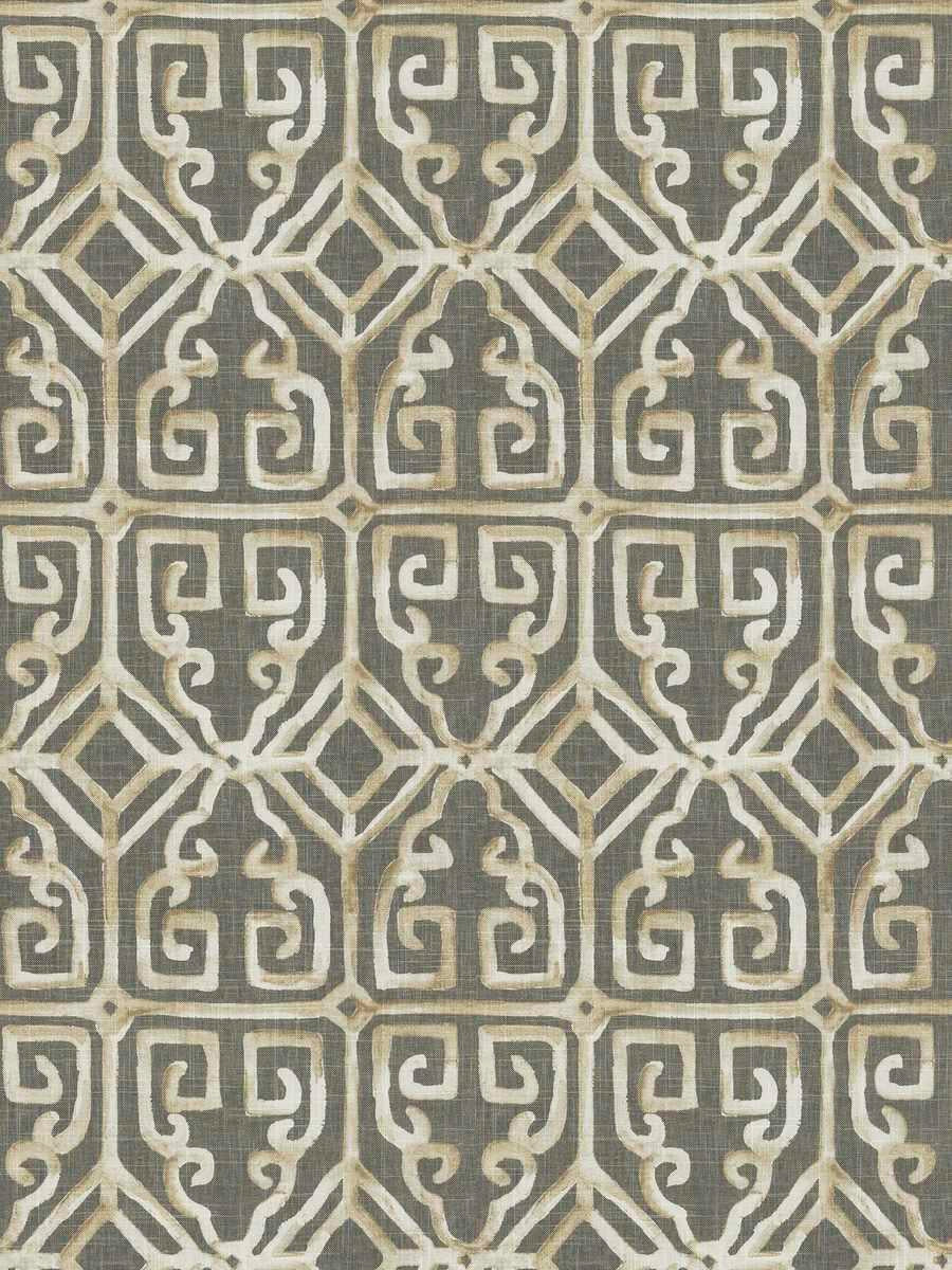 lattice, grey, tan, linen, drapery fabric by the yard