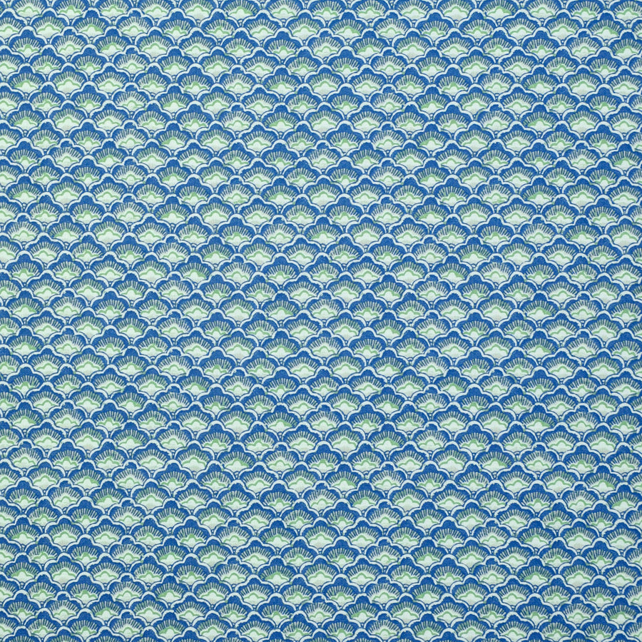 blue and green floral geometric print