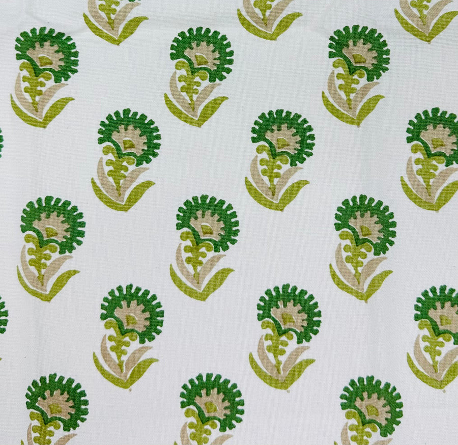 green, floral, plants, drapery, bedding fabric by the yard
