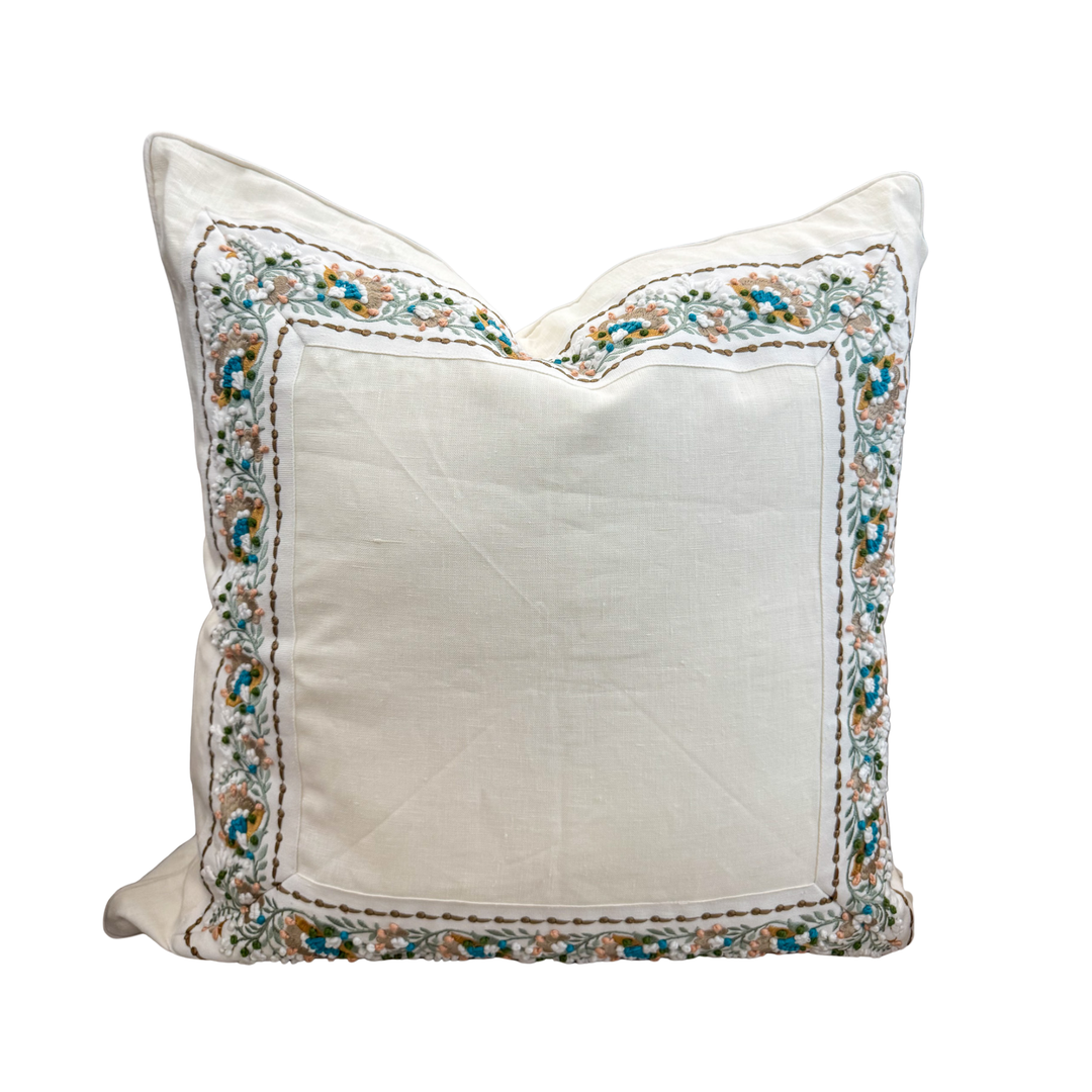 Tivoli Sage on Cream Linen Pillow