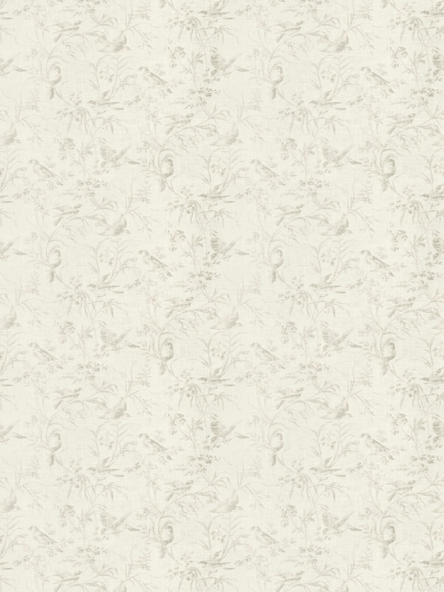 Toile, floral, white, animal, drapery fabric by the yard