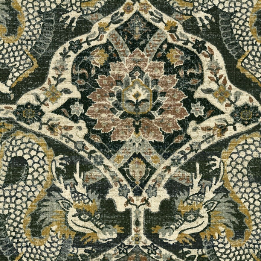 Decorative pattern with intricate designs in brown, beige, and black.