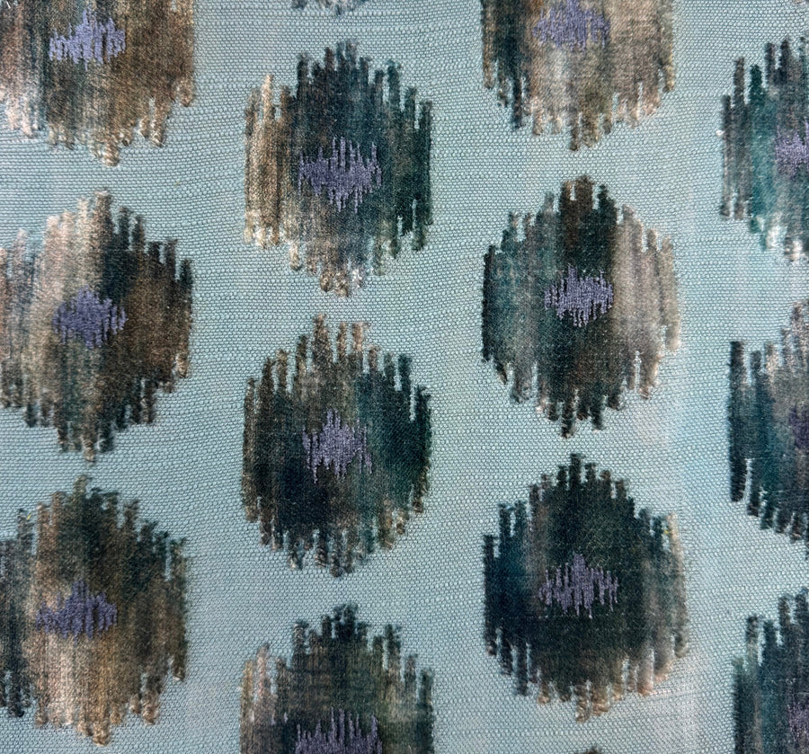 cut velvet dotted blue fabric