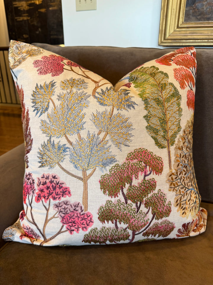 Secret Garden Floral Embroidery Multi-Color Pillow