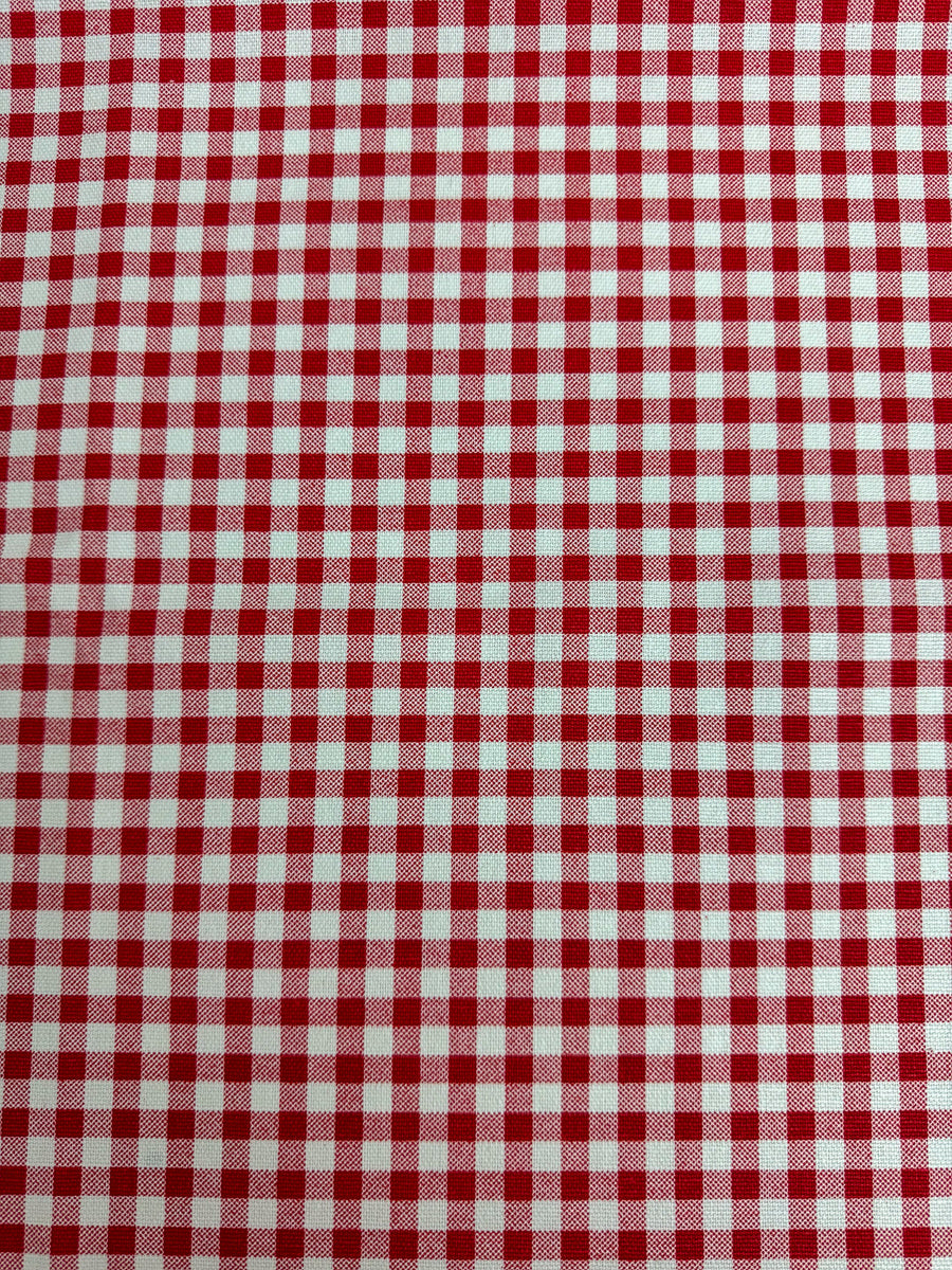 red, White, Checkered, Gingham, Cotton, Drapery, Upholstery, Bedding, Printed Fabric By the Yard