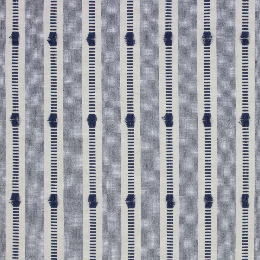 blue and white striped embroidered