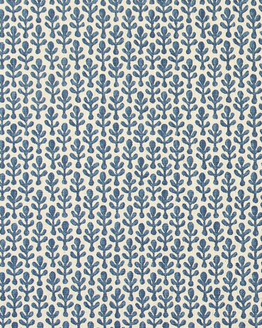 Blue leaf pattern on a beige background