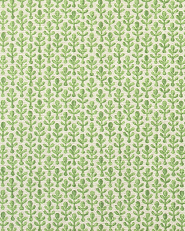 Green leaf pattern on beige fabric