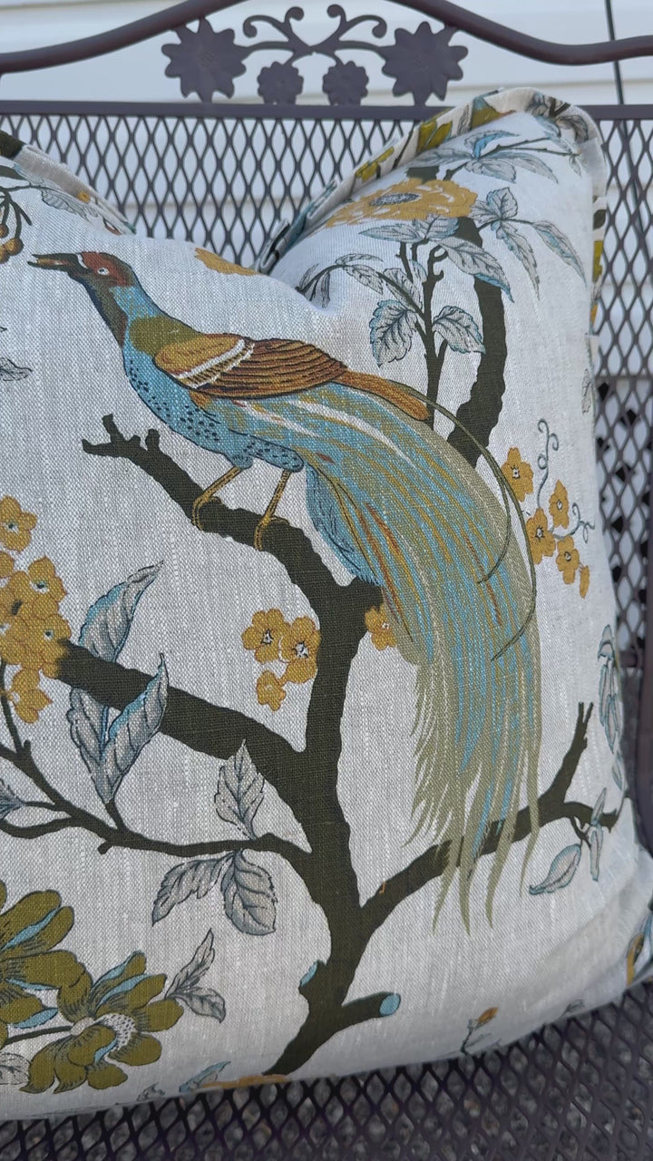 Birds of a Feather Multi-Colored Floral Ruffle Pillow