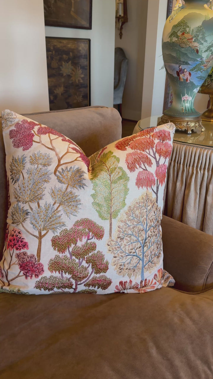Secret Garden Floral Embroidery Multi-Color Pillow