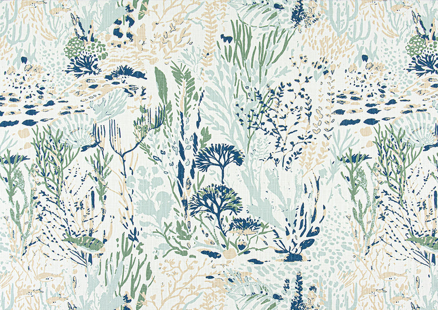 Seaweed pattern with blue and green colors on a light background