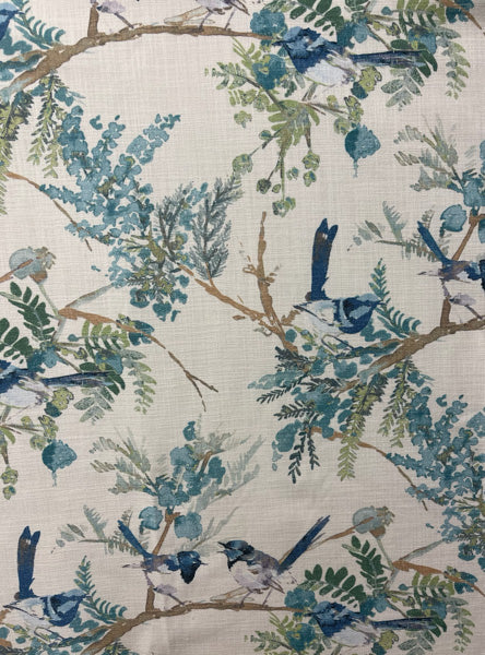 blue, cotton, floral, drapery, upholstery, bedding, fabric by the yard