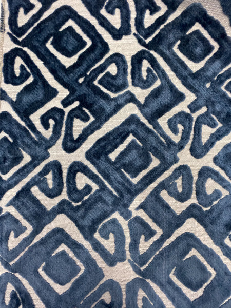 blue, velvet, abstract, geometric fabric by the yard