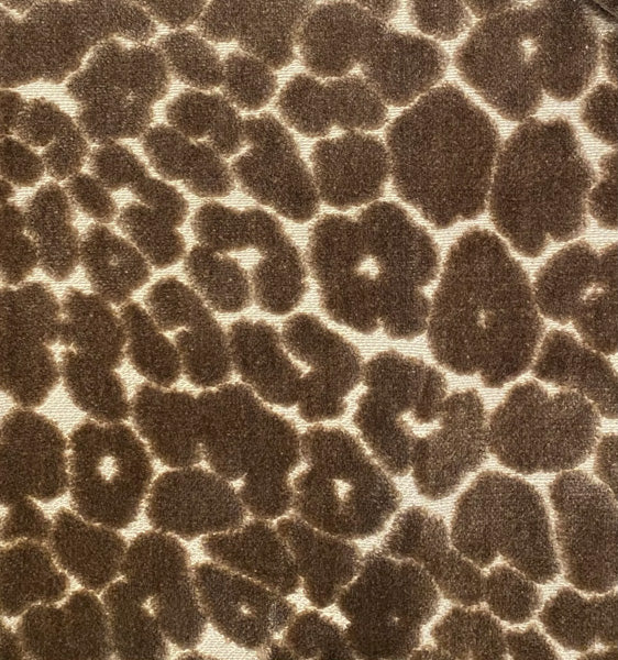 brown, velvet, cheetah print, upholstery fabric by the yard
