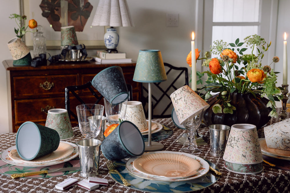 chocolate floral with lampshades tablecloth