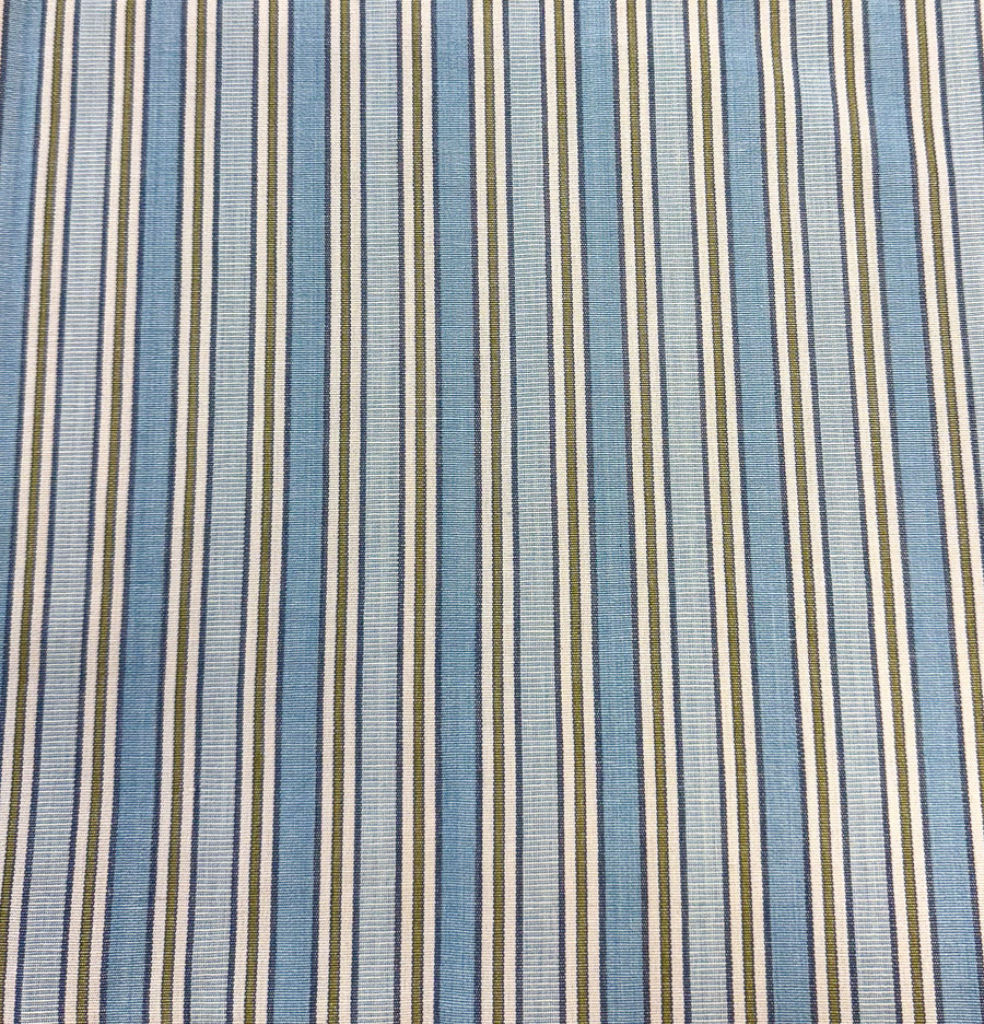 Striped fabric with blue and beige pattern