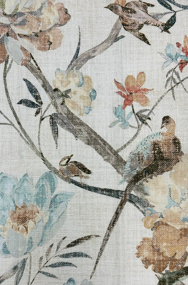 floral, birds, animal, woodland, textured, drapery, upholstery, fabric by the yard