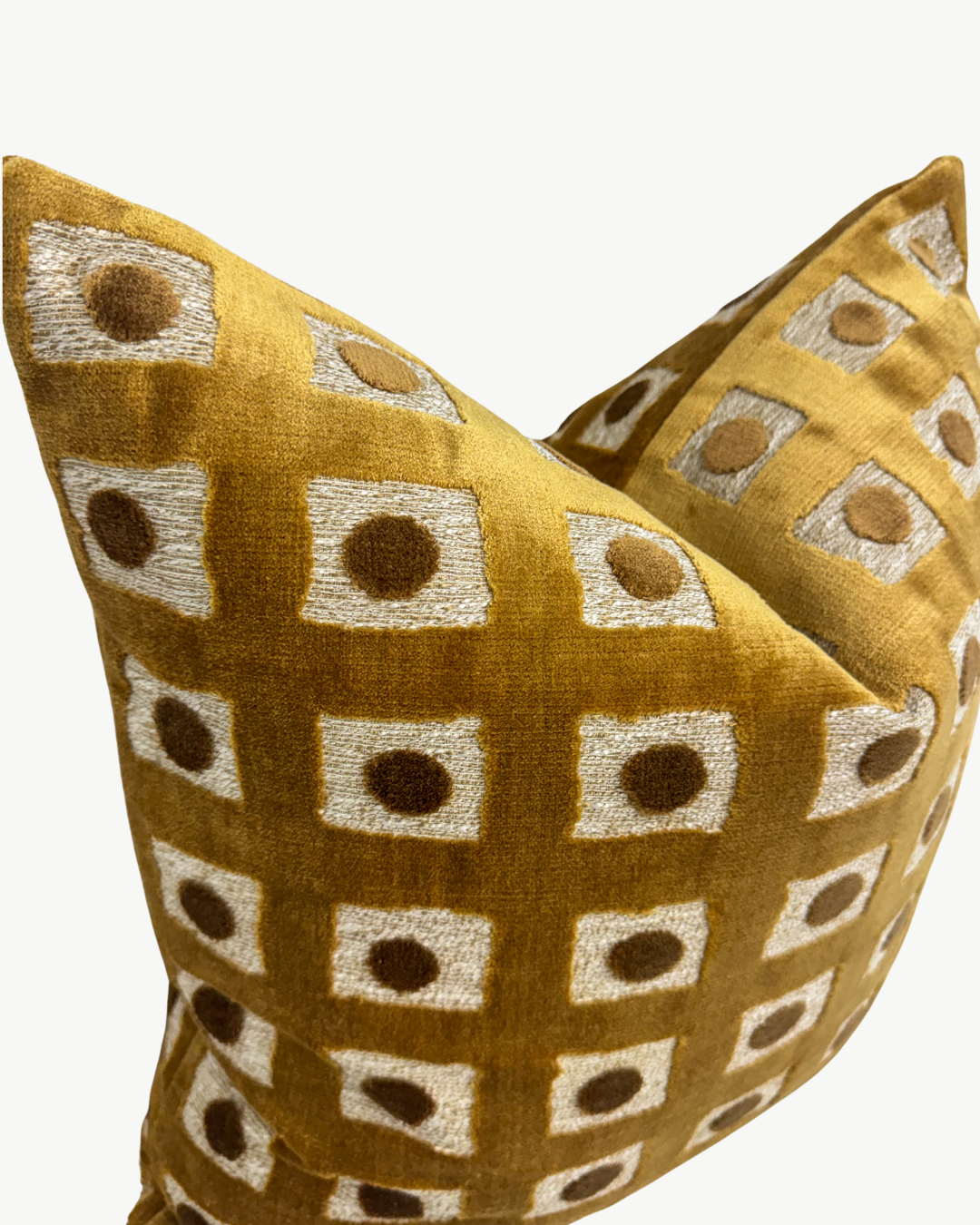 gold checkered dot velvet decorative pilow