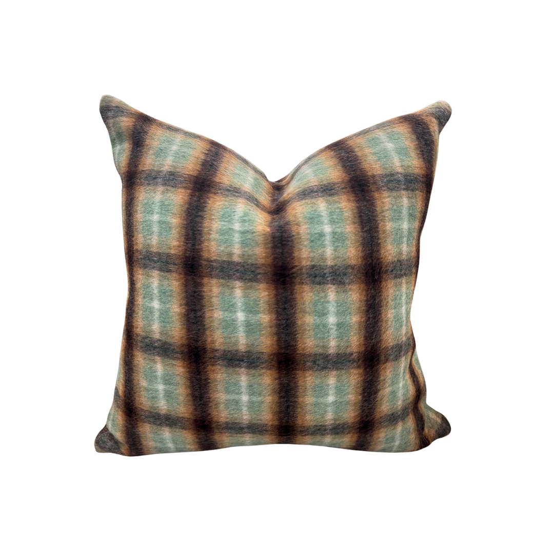 Green and Brown Check Pillow
