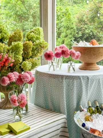 floral geometric tablecloth with florals for a summer party