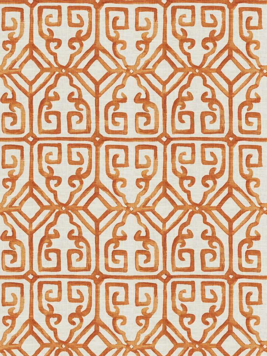 orange, lattice, linen, geometric, drapery, bedding, fabric by the yard