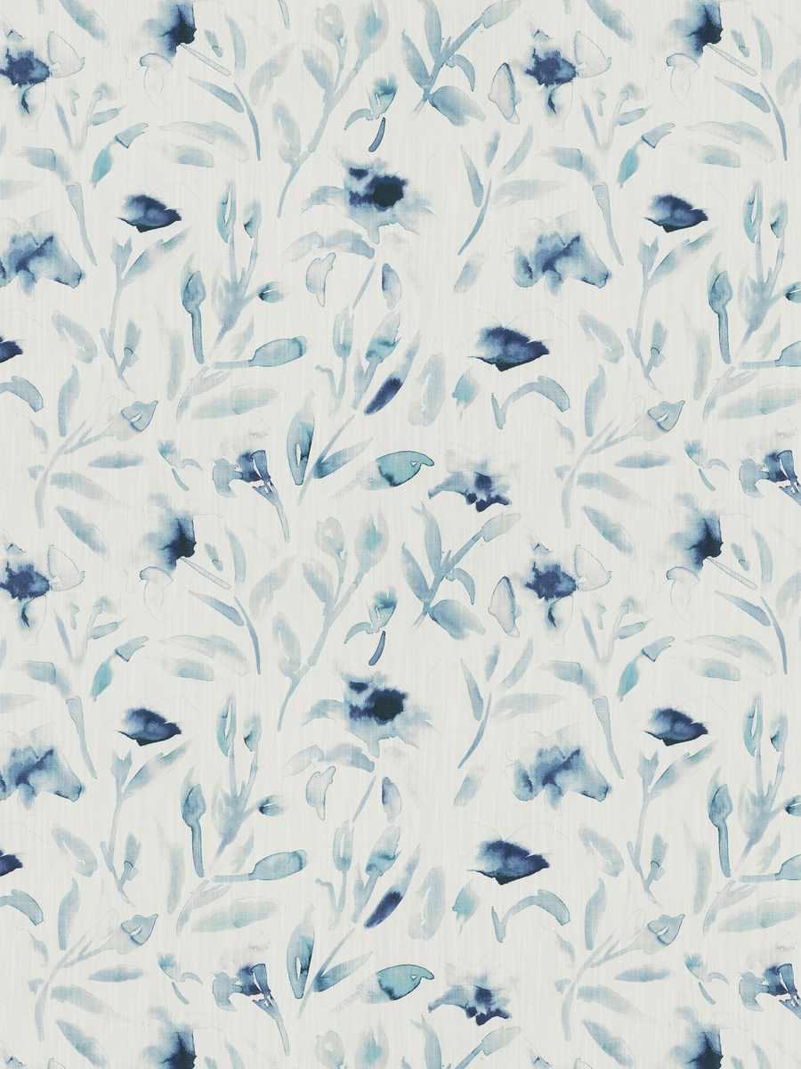 abstract, blue, floral fabric for drapery, bedding, and upholstery