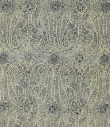 Patterned fabric with paisley design on a beige background
