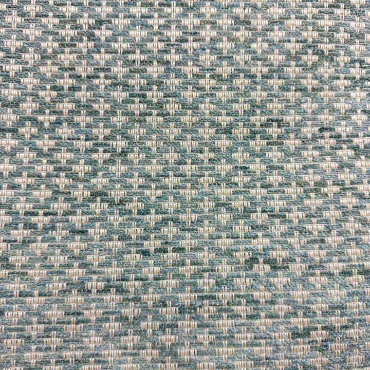 Textured blue and gray patterned fabric swatch