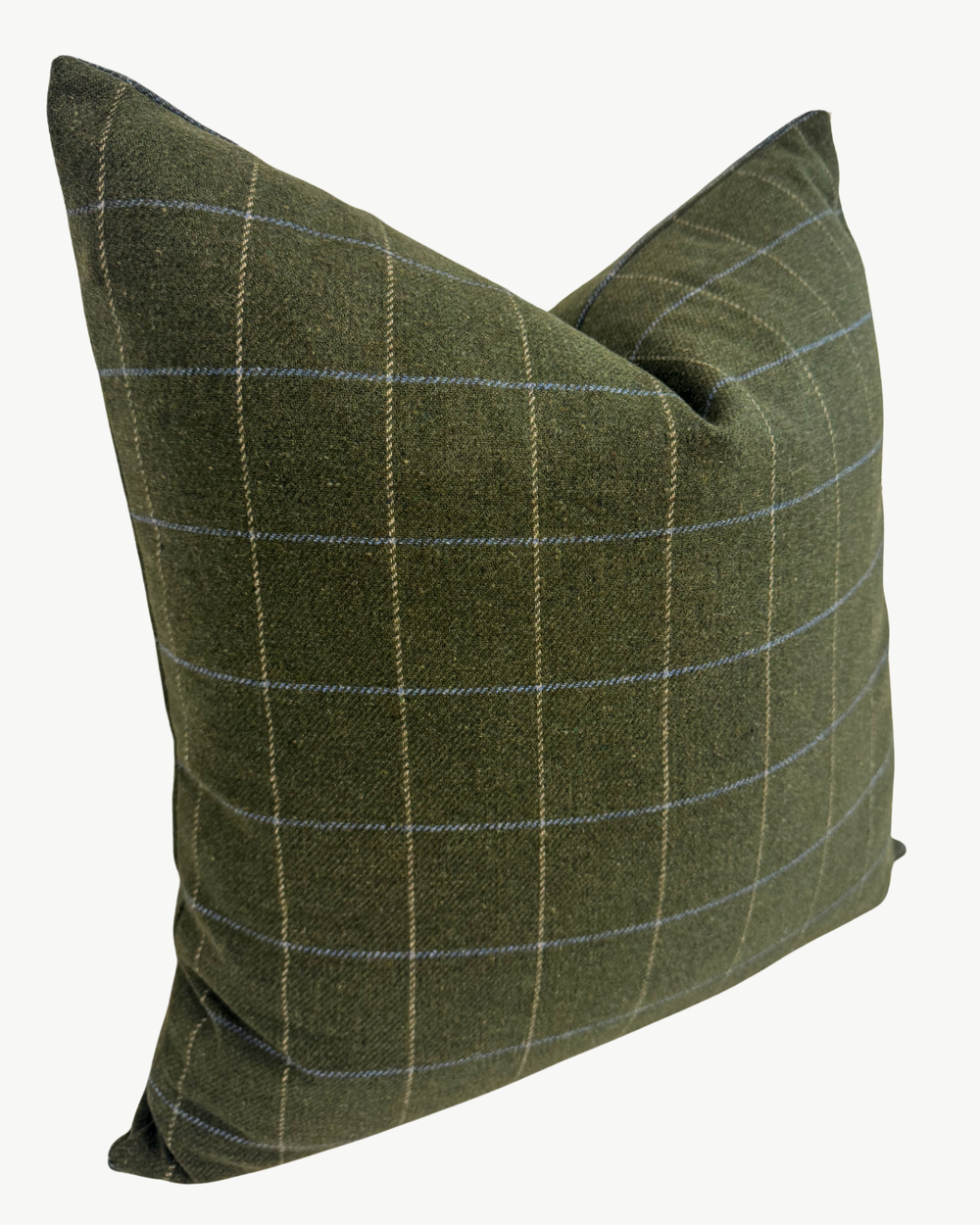 green checkered wool decorative throw pillow