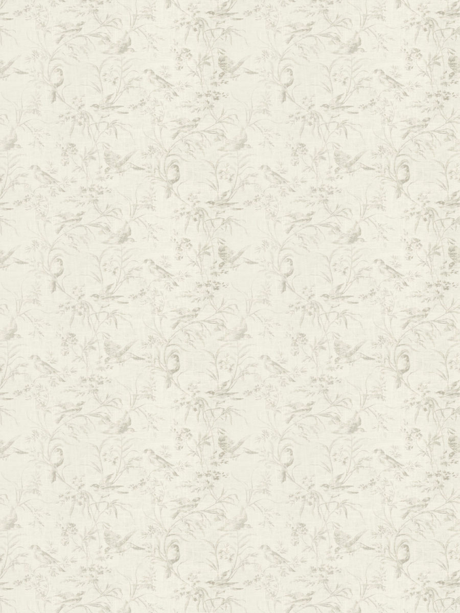 Toile, floral, white, animal, drapery fabric by the yard