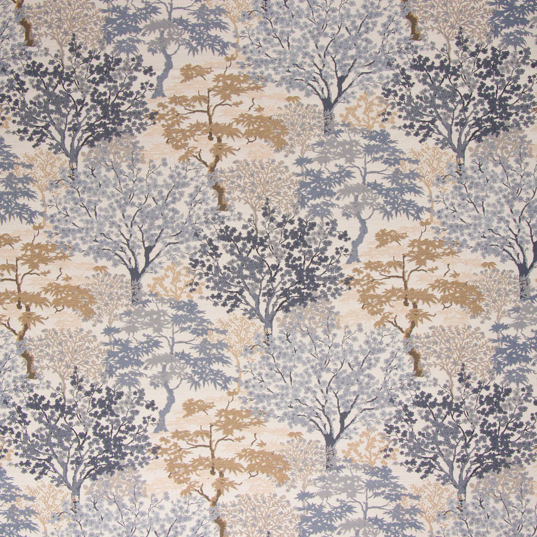 Tree, brown, blue, upholstery fabric