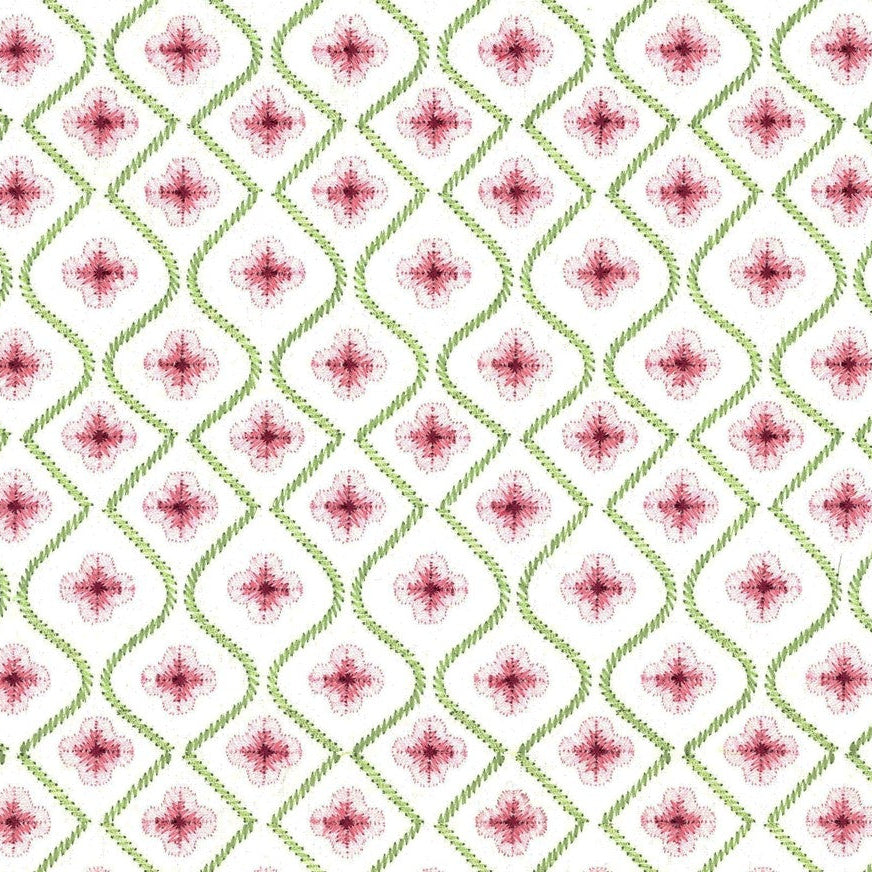 pink and green floral embroidered 