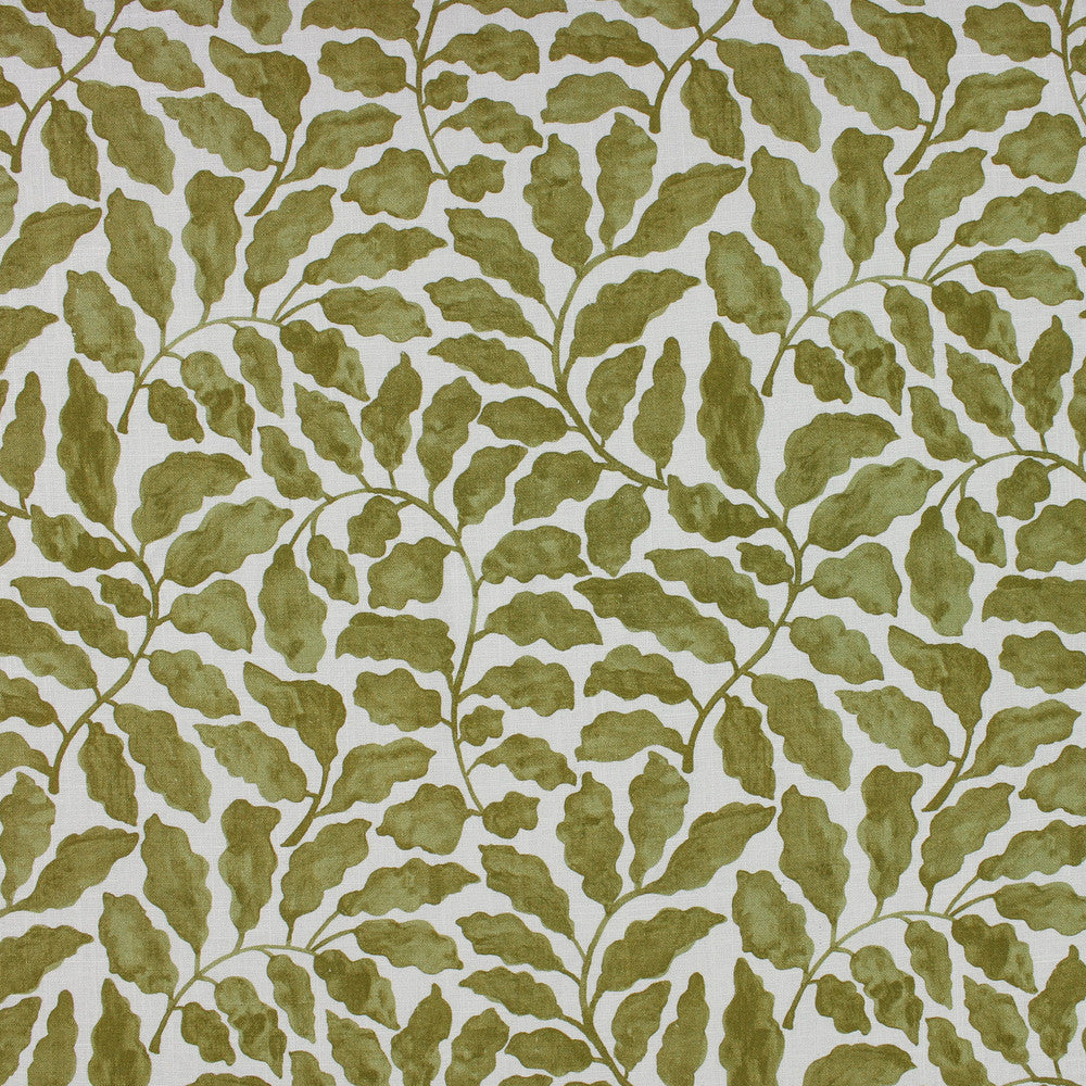 floral, leafy, chartreuse, green, white, ivory, drapery, upholstery, fabric by the yard