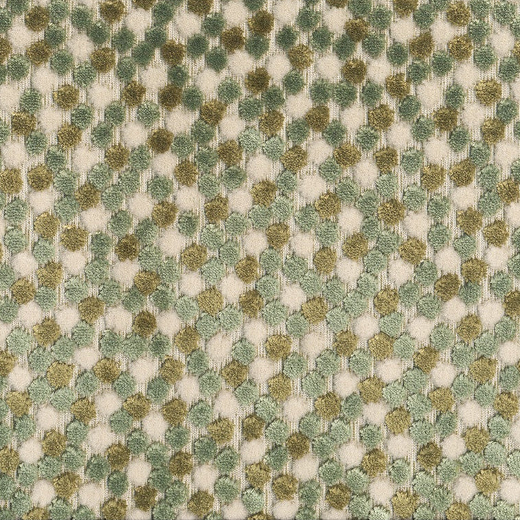 Patterned fabric swatch with green and beige checkered design