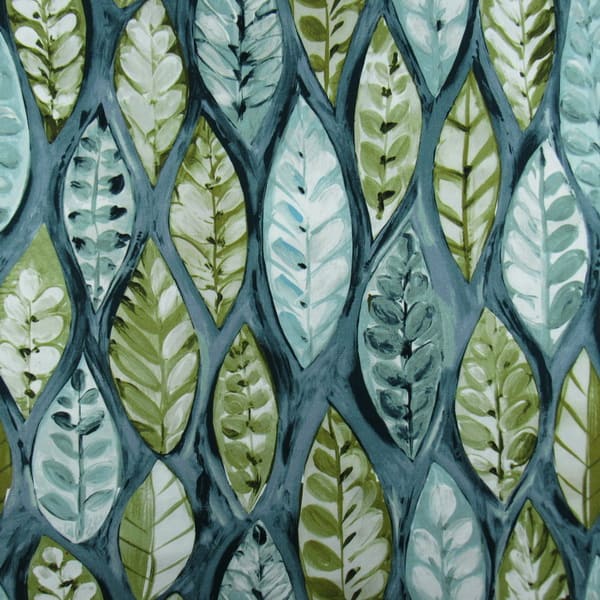 leafy, blue, green, abstract, drapery, upholstery fabric by the yard