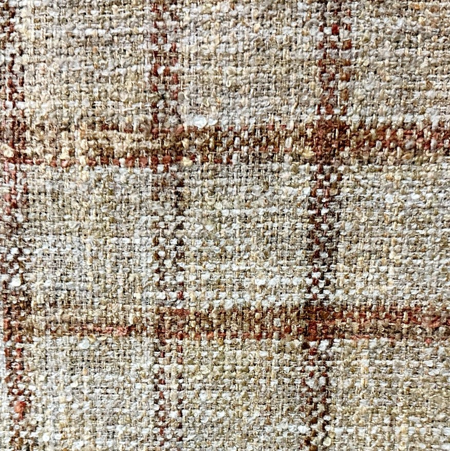 tan, orange, red, checkered, gingham fabric by the yard