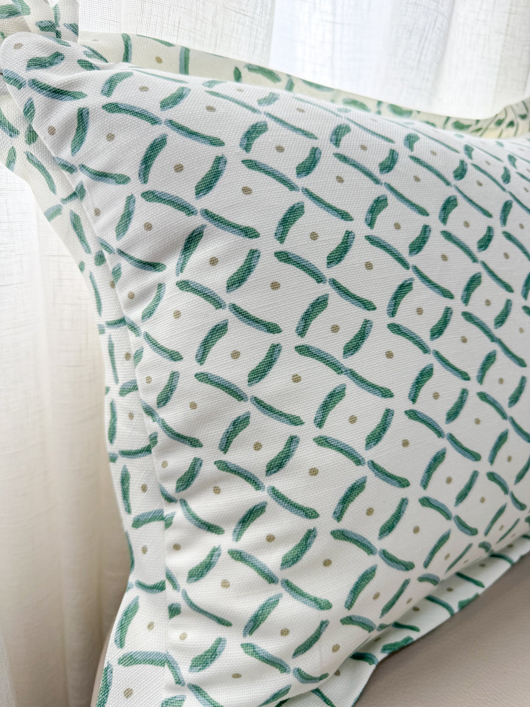 pillow with green floral fabric