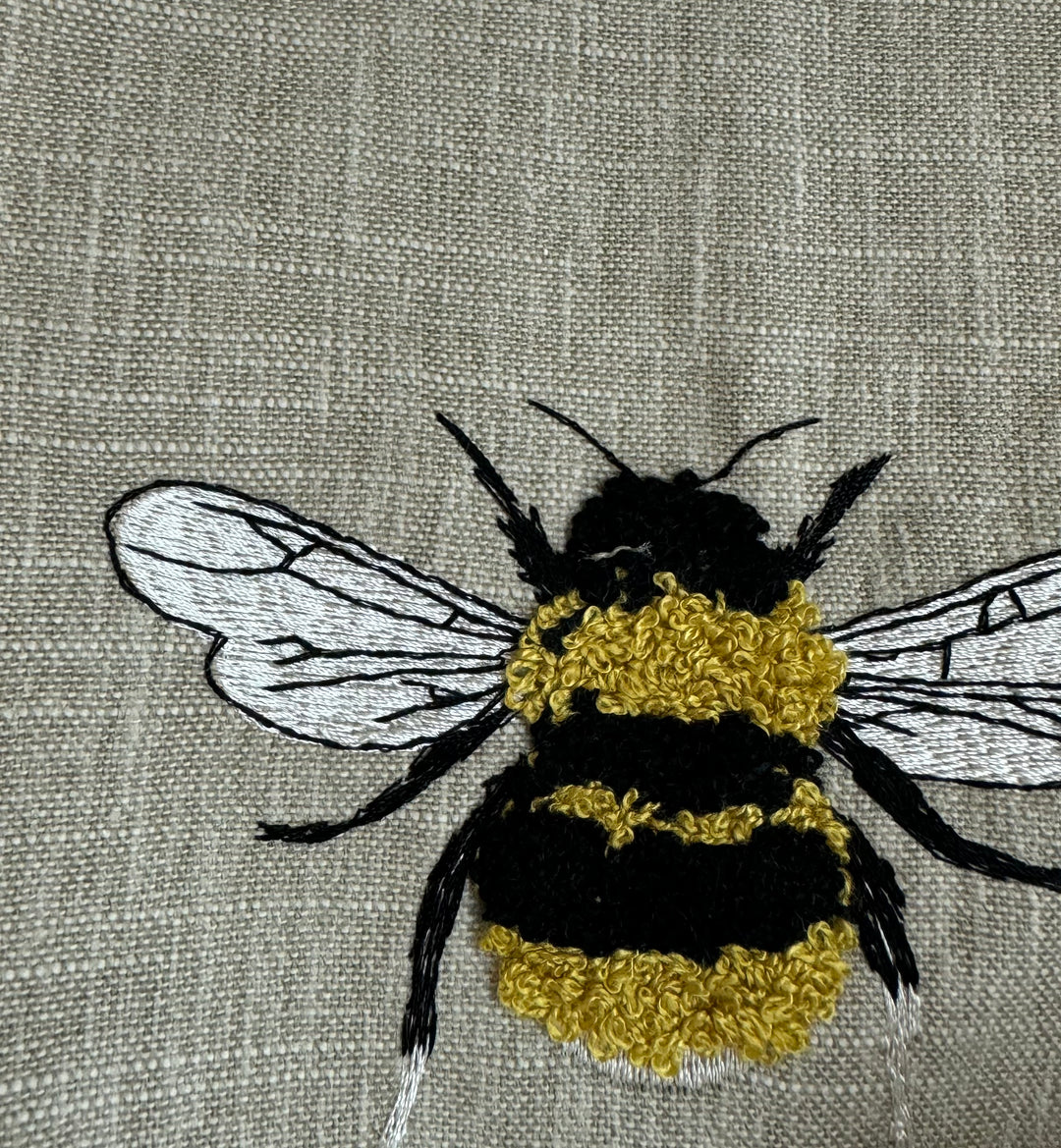 Embroidered, bee, drapery, bedding, fabric by the yard