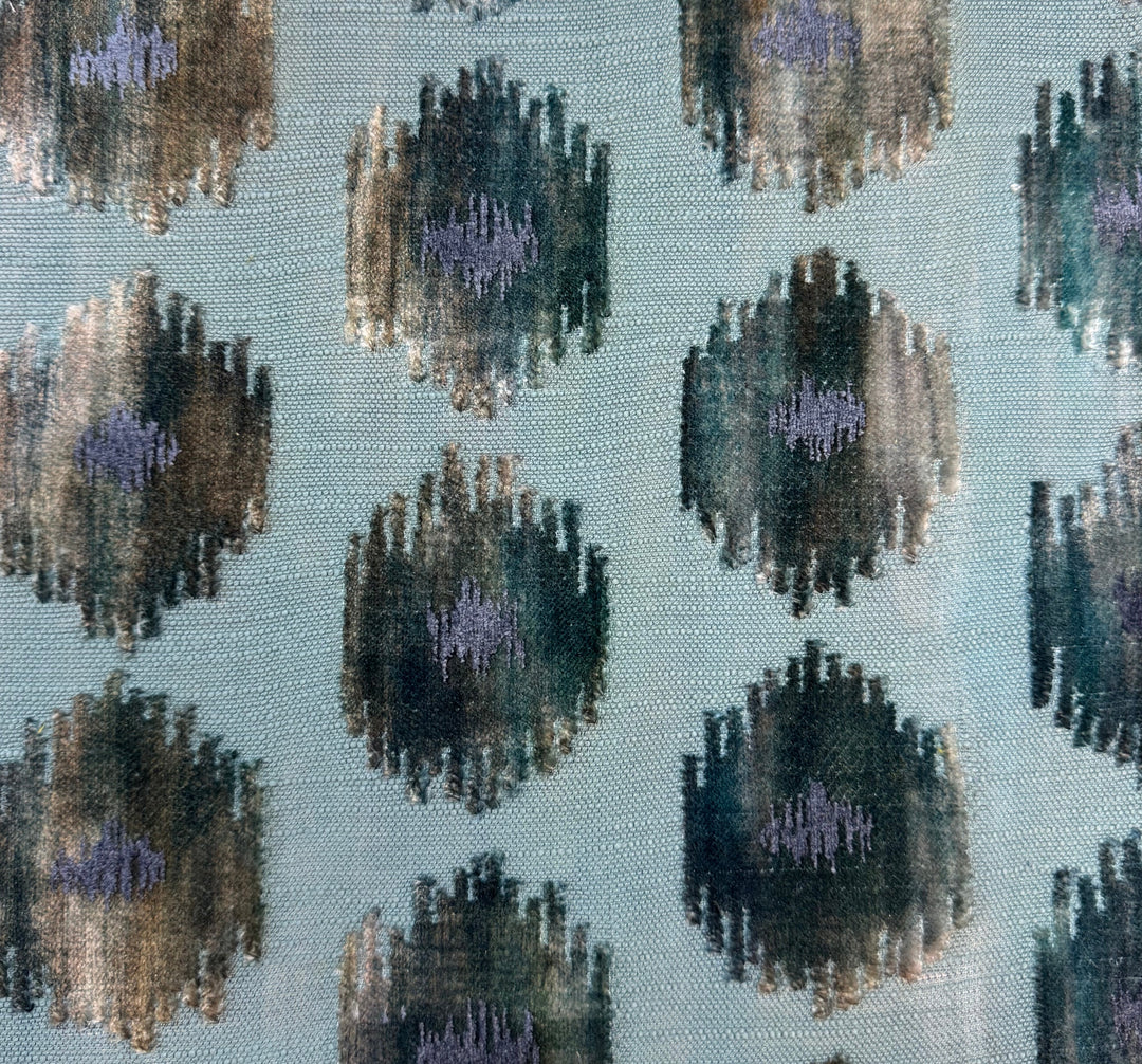 cut velvet dotted blue fabric