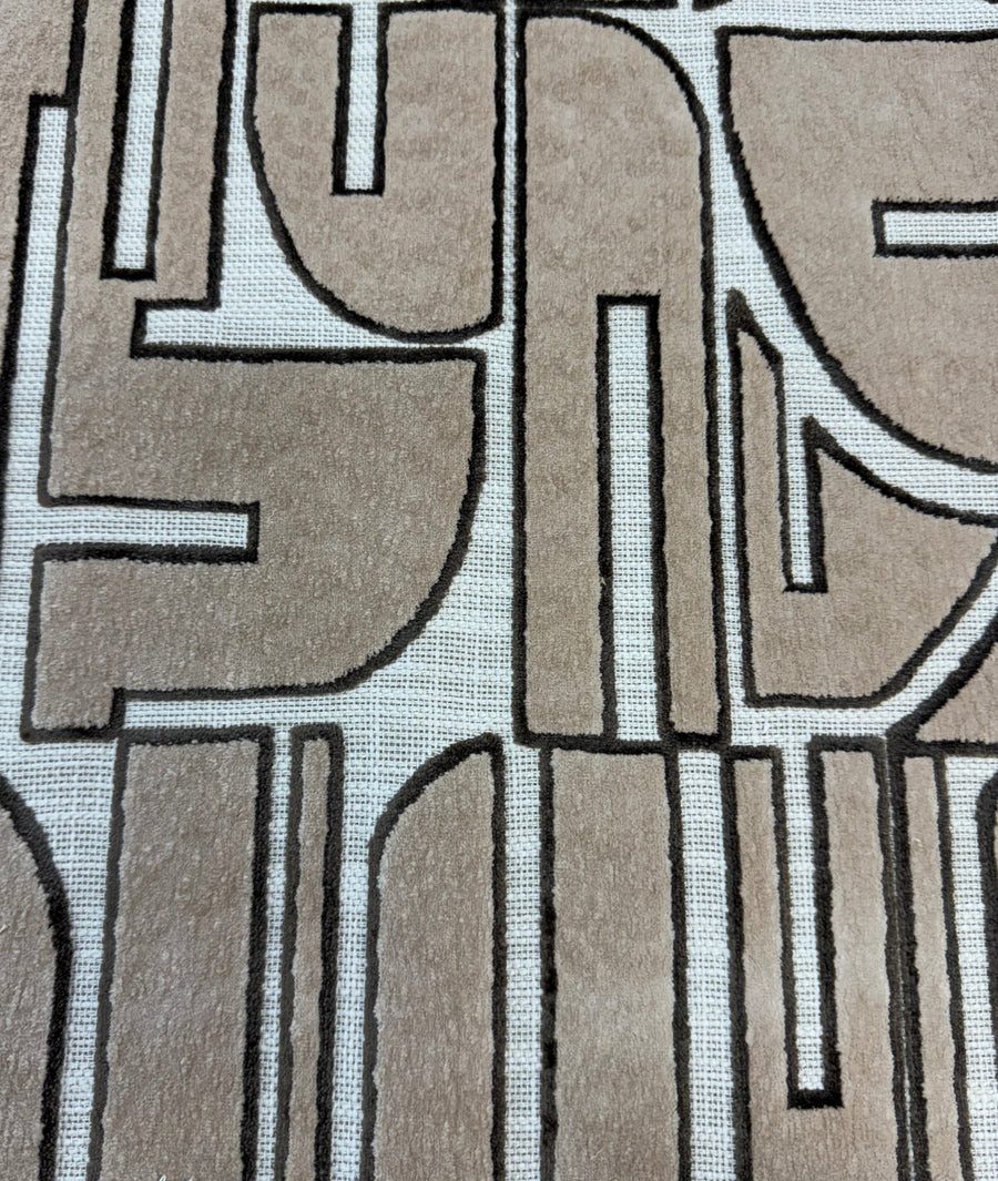 Textile sample with abstract pattern on a neutral background