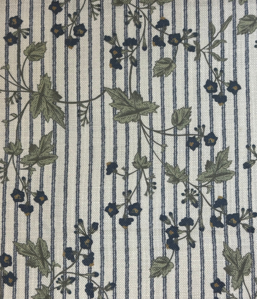 blue floral and striped fabric