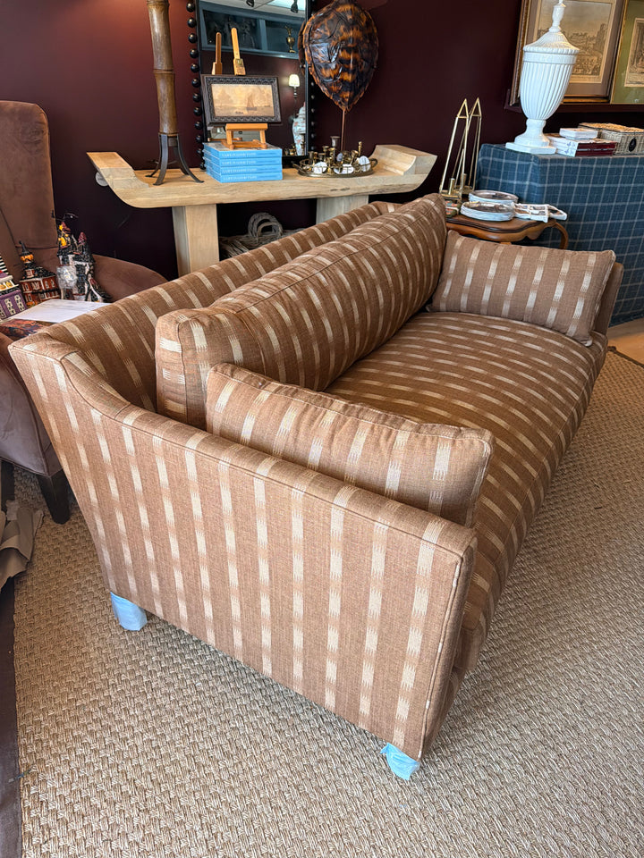 brown striped sofa