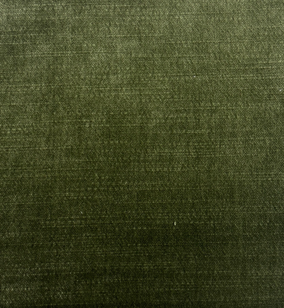 A close-up of a dark olive green woven fabric texture with a subtle horizontal ribbed pattern.