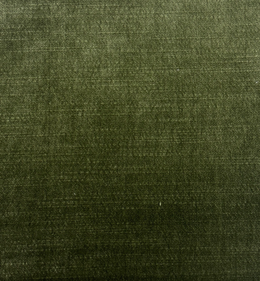 A close-up of a dark olive green woven fabric texture with a subtle horizontal ribbed pattern.
