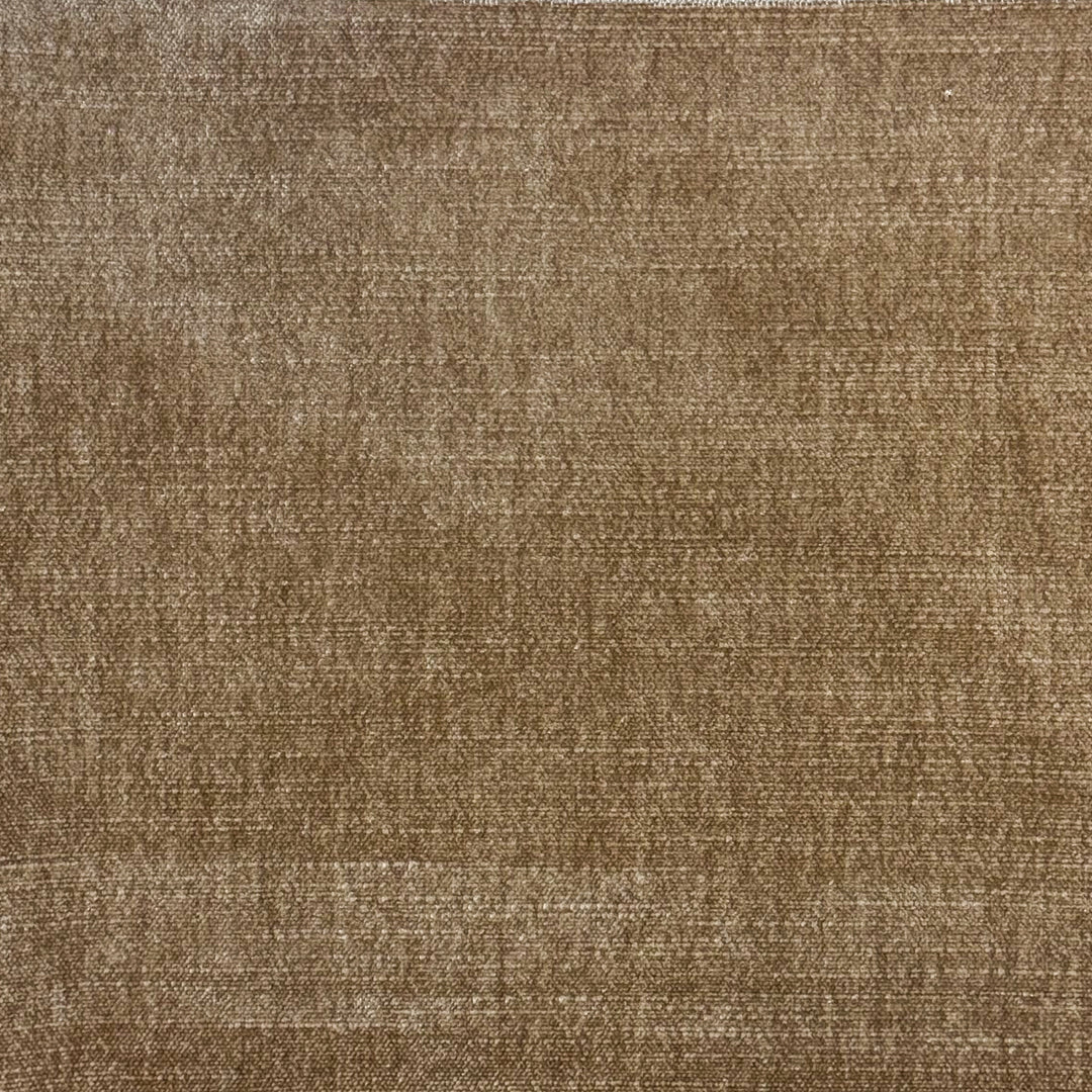 A close-up of a woven fabric texture in a warm medium brown color, showing the detailed weave pattern.