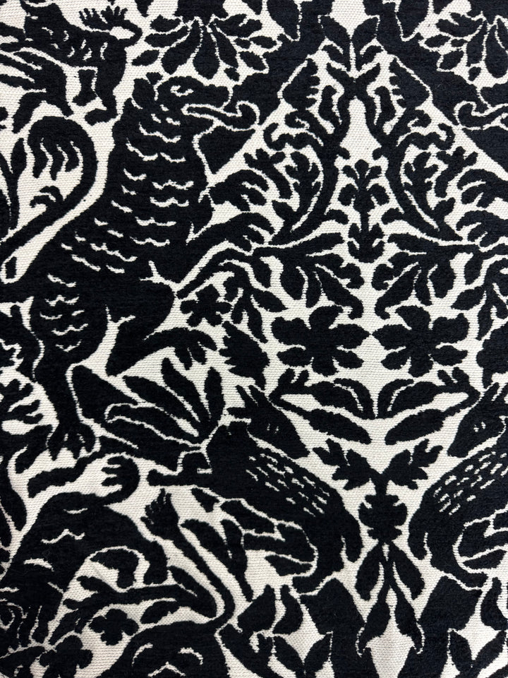 black, ivory, dragon, pillow, upholstery fabric